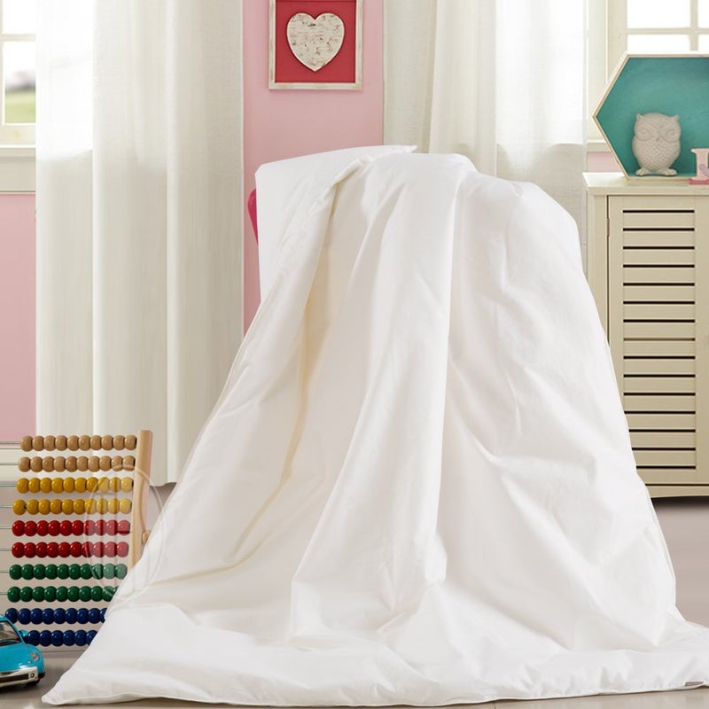 THXSILK 100% Mulberry Silk Duvet Comforter with Cotton Shell for Baby Crib Toddler Bed, Ultra Soft, Light Weighted, White - Image 2